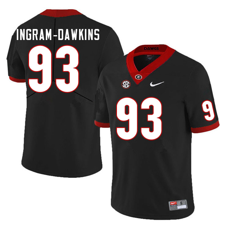 Men #93 Tyrion Ingram-Dawkins Georgia Bulldogs College Football Jerseys Sale-Black